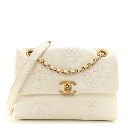 Chanel Crumbled Calfskin Embossed Flap White 1 of 13