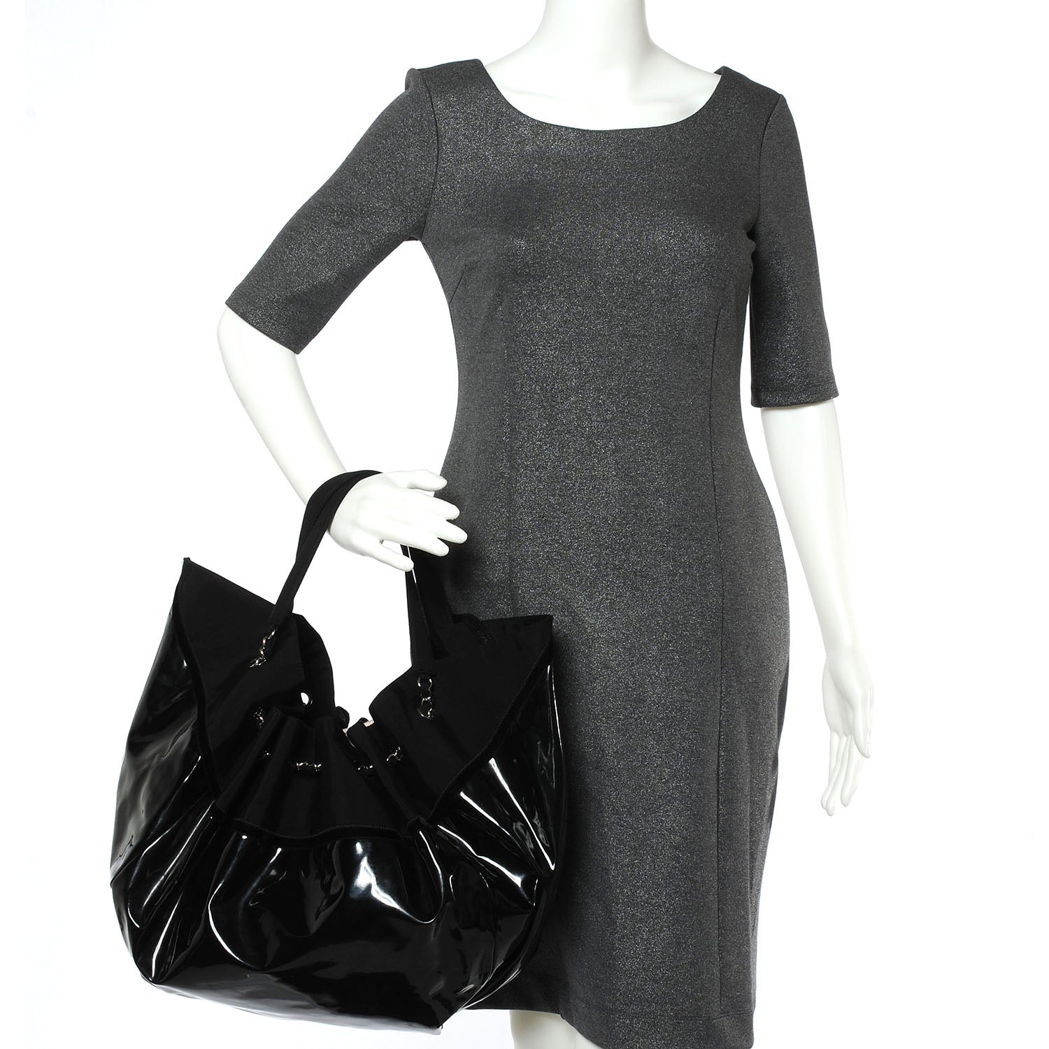 Chanel Vinyl Stretch Spirit Large Cabas Tote Black 2 of 8