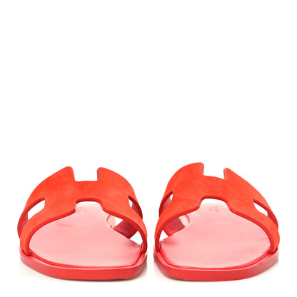 Hermes Suede Goatskin Oran Sandals 36 Rouge Grenadine 3 of 10