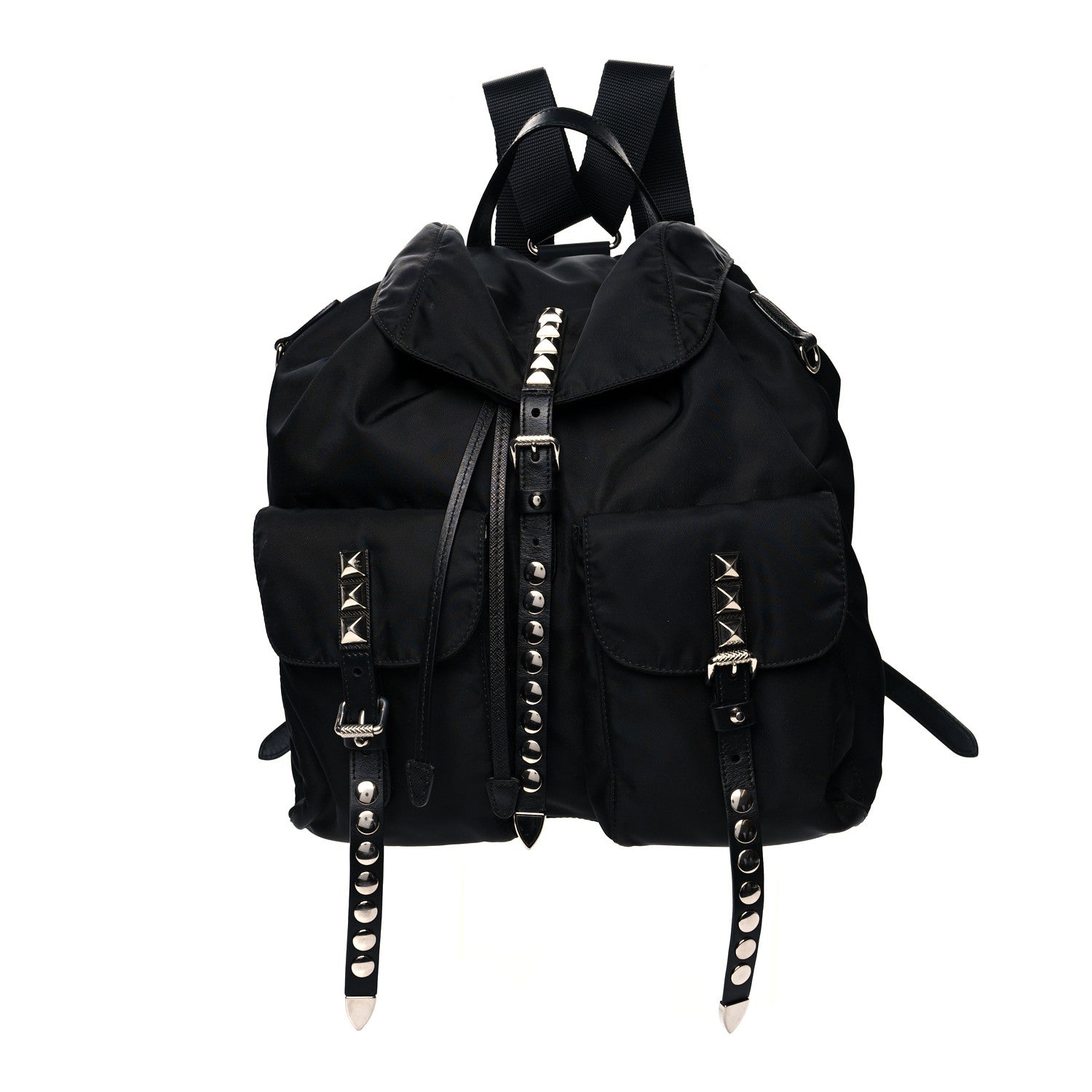 Prada Nylon New Vela Studded Backpack Black 1 of 11