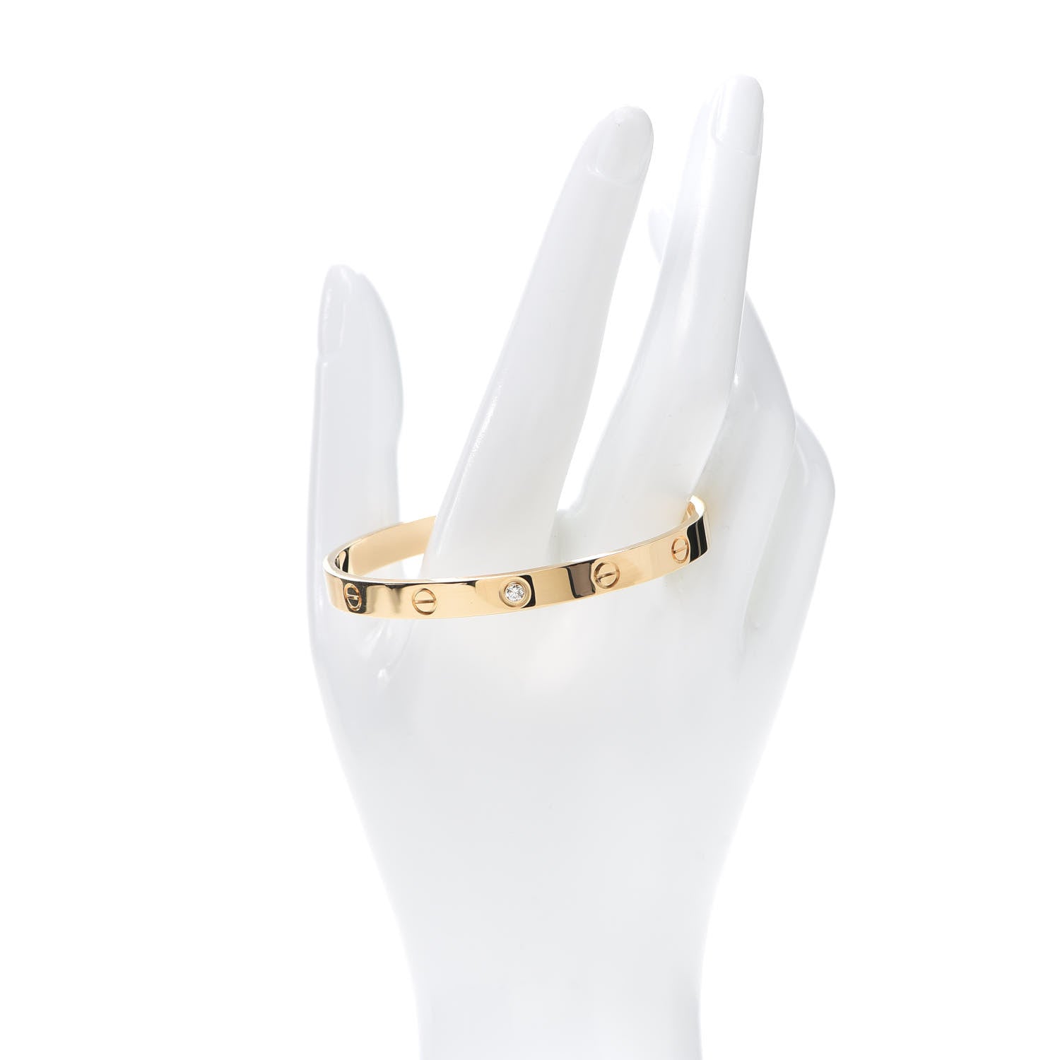 Cartier 18K Yellow Gold 1 Diamond LOVE Cuff Bracelet 18 2 of 6