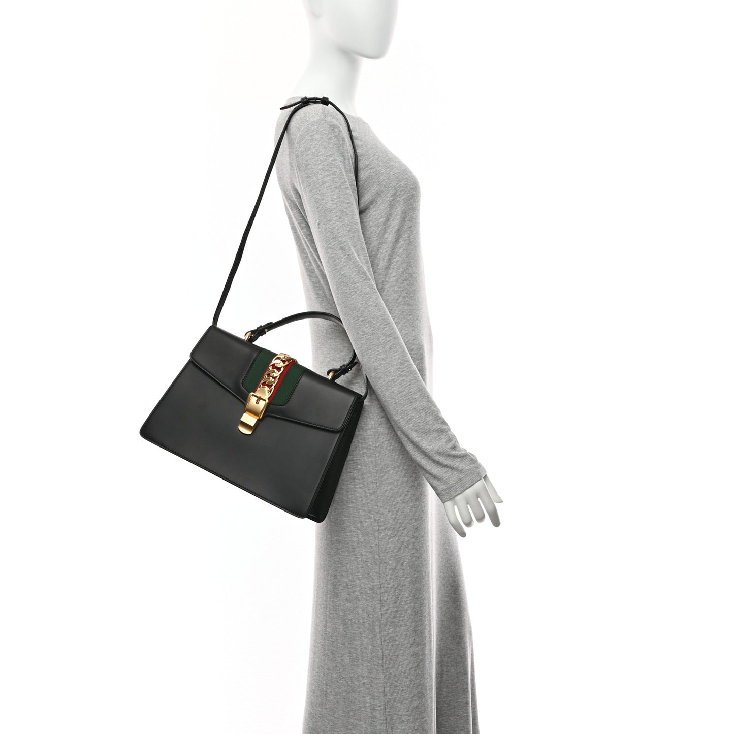 Calfskin Medium Sylvie Top Handle Bag Black