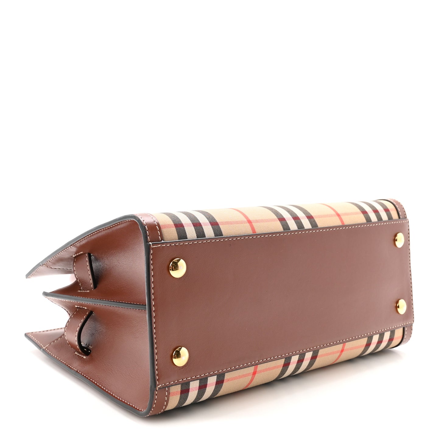 Calfskin Vintage Check Mini Two Handle Title Bag Archive Beige