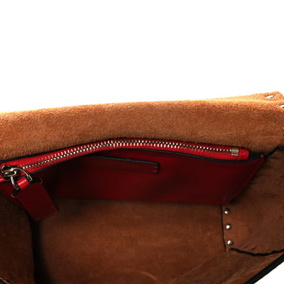 Valentino Garavani Pebbled Calfskin Rockstud Flip Lock Flap Messenger Saddle Brown 6 of 9