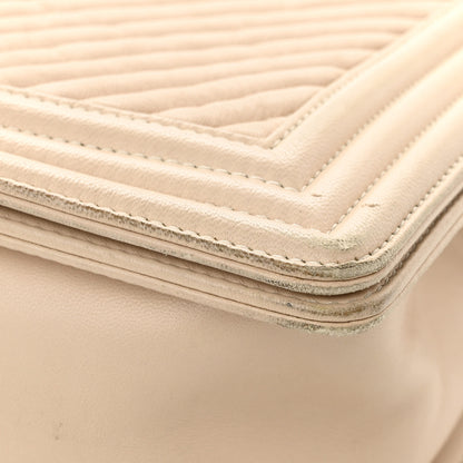 Chanel Lambskin Chevron New Medium Boy Flap Beige 12 of 15