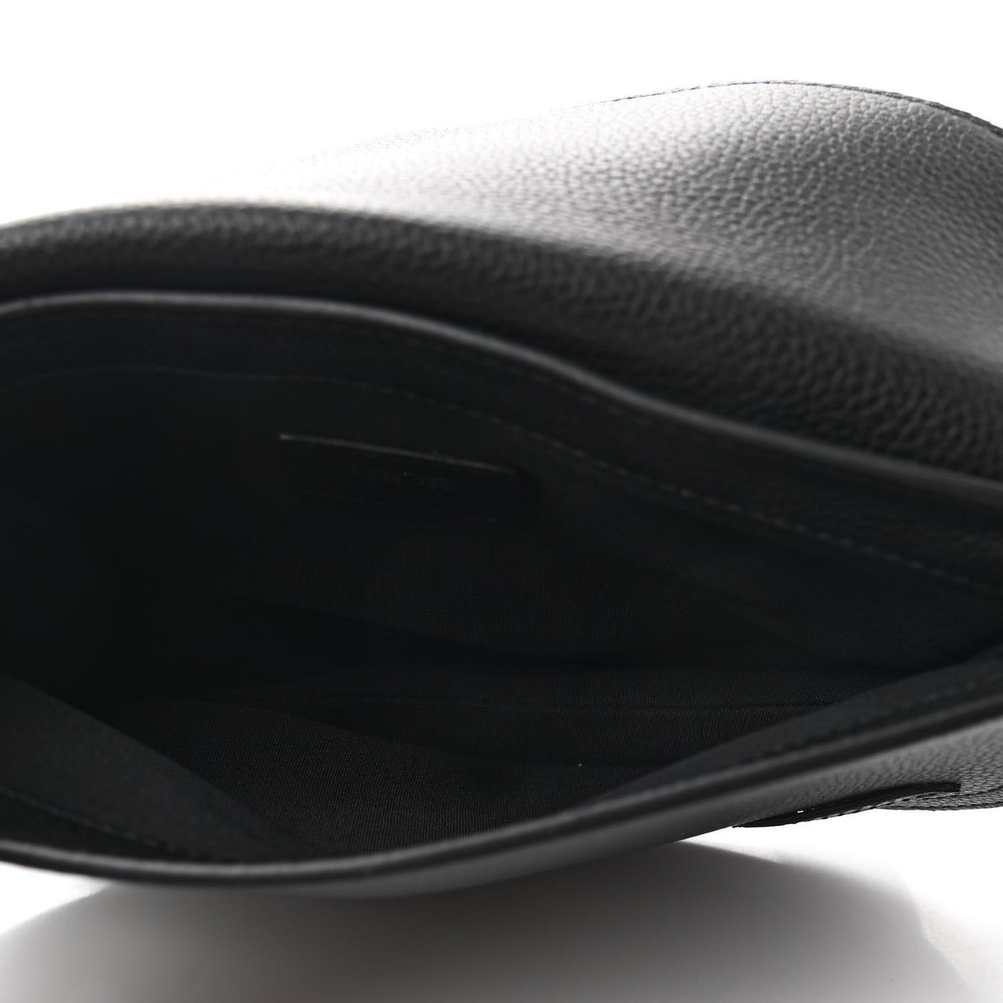 Grained Calfskin Saddle Messenger Bag Black