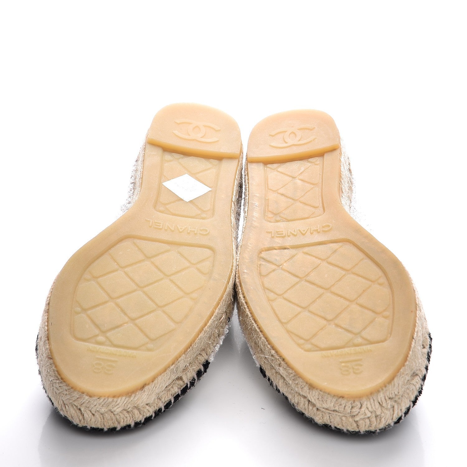 Chanel Fabric CC Espadrilles 38 Silver Black 5 of 10