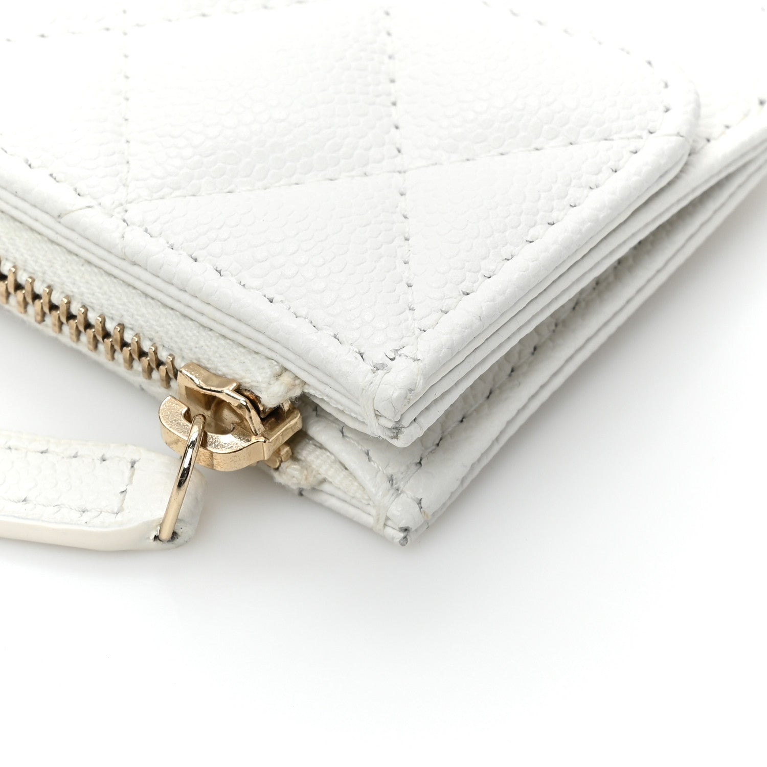 Chanel Caviar Quilted Flap Zip Card Holder White 11 of 11