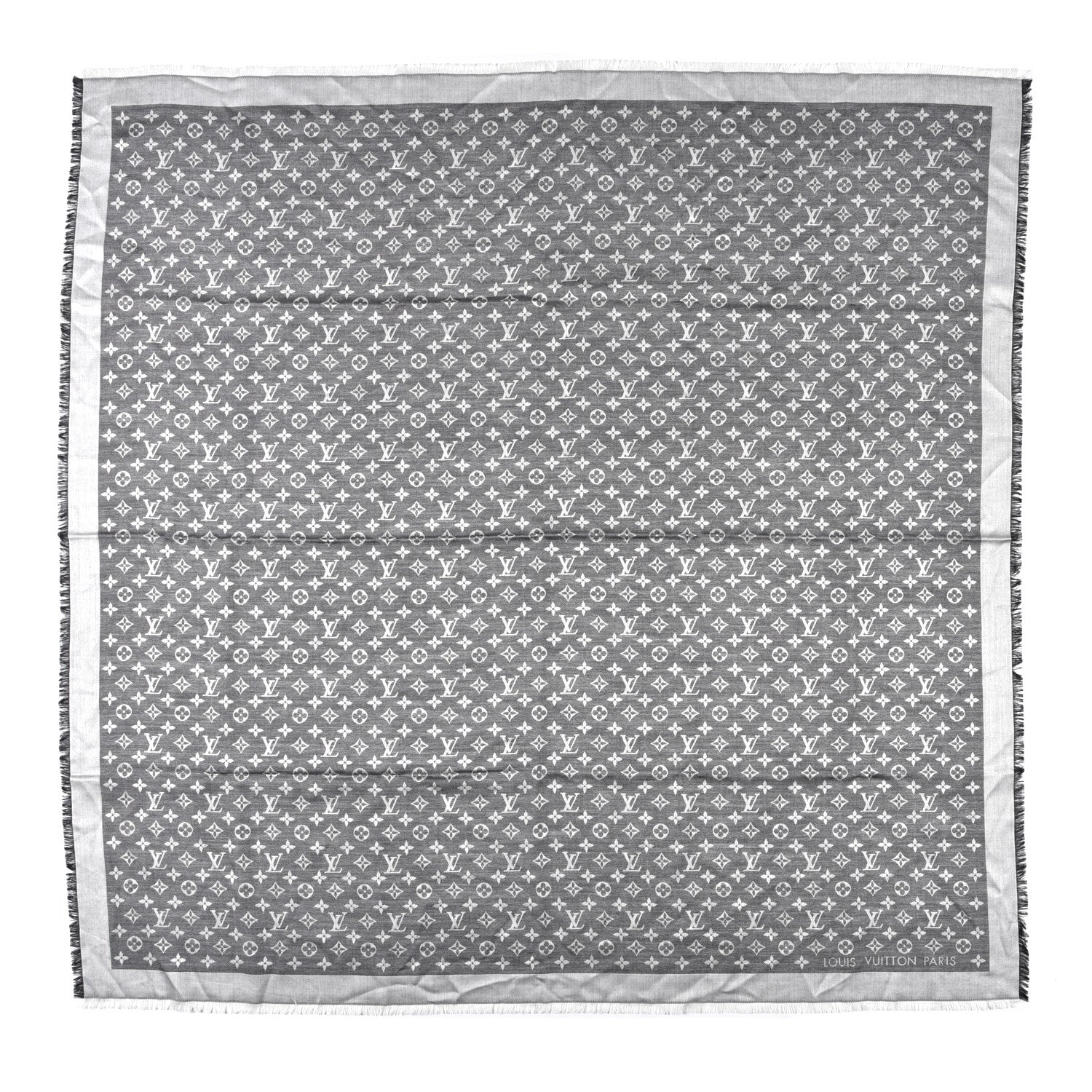 Louis Vuitton Wool Silk Monogram Denim Shawl Black 1 of 3