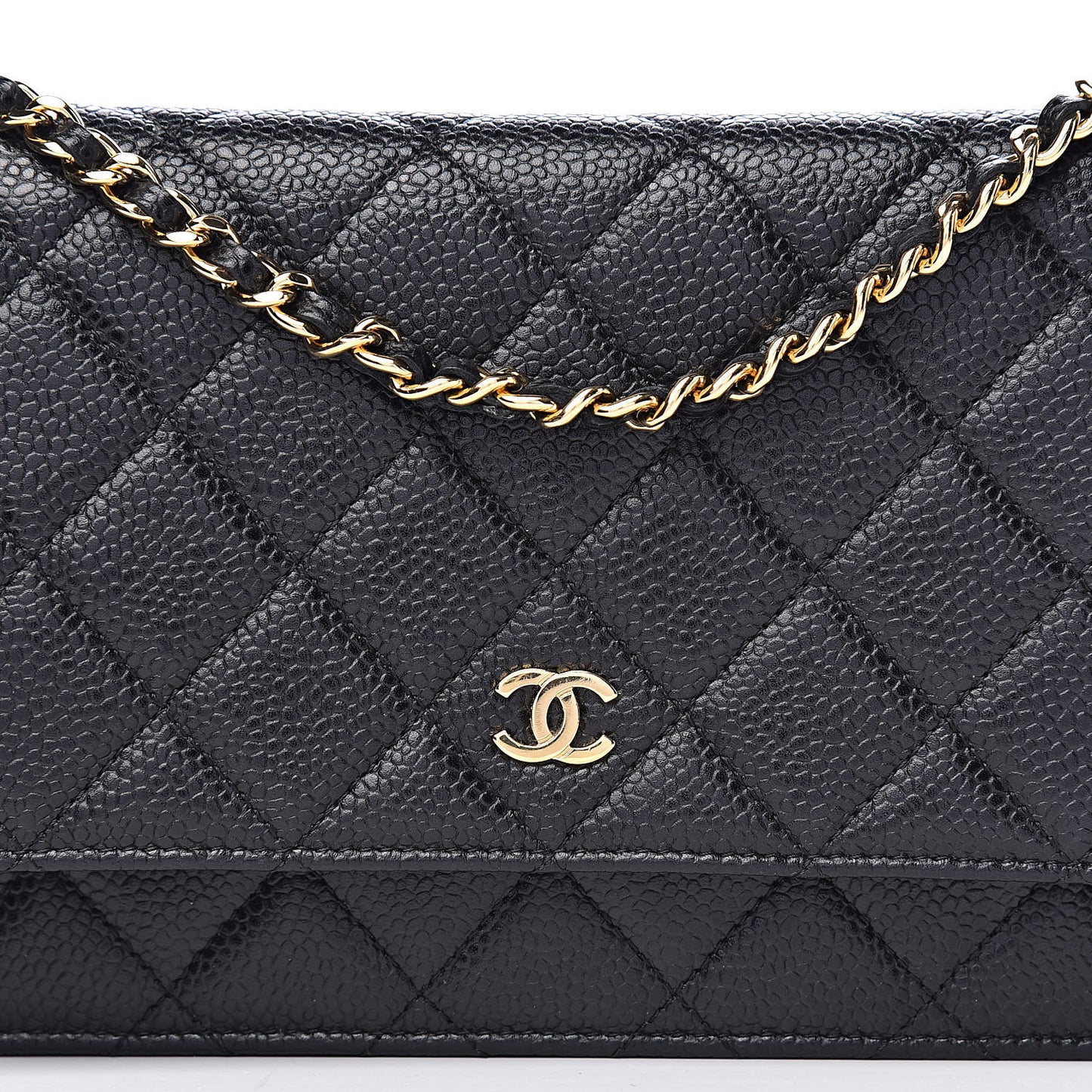 Caviar Quilted Wallet On Chain WOC Black
