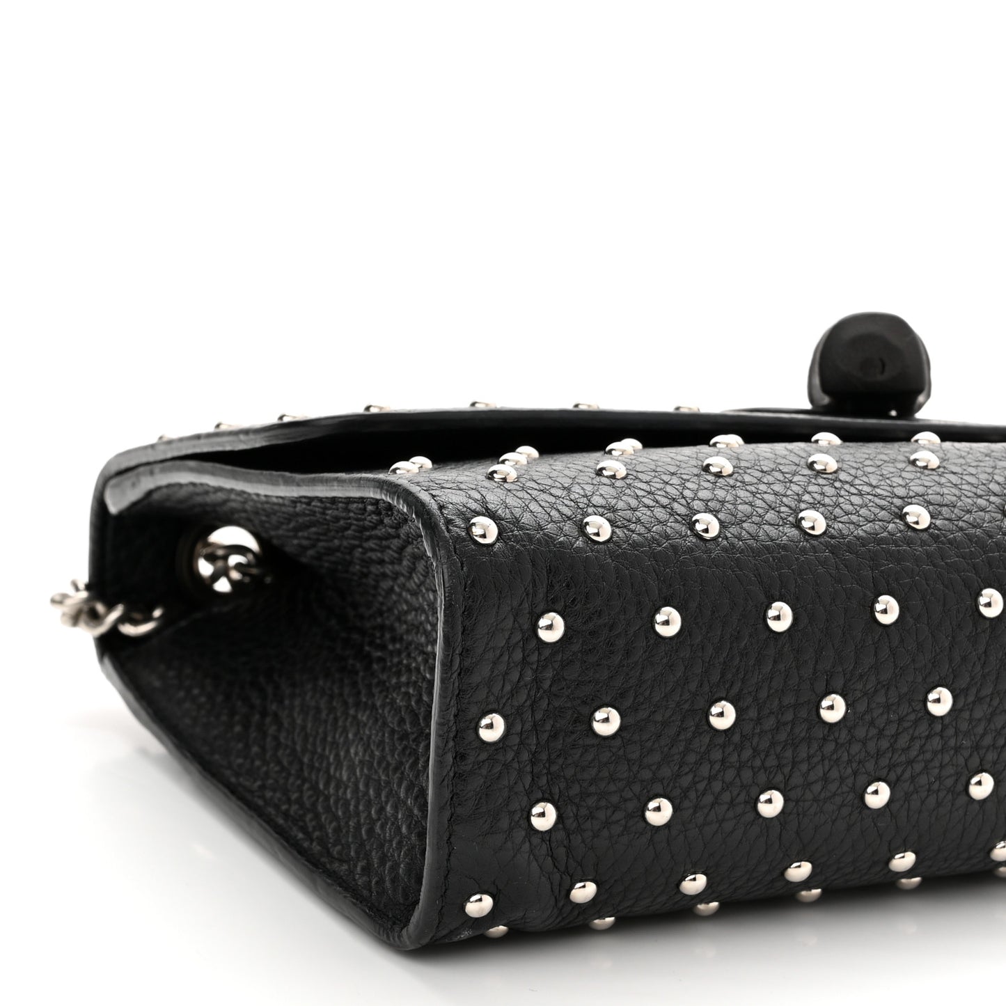Calfskin Studded Medium Miss Bamboo Shoulder Bag Black