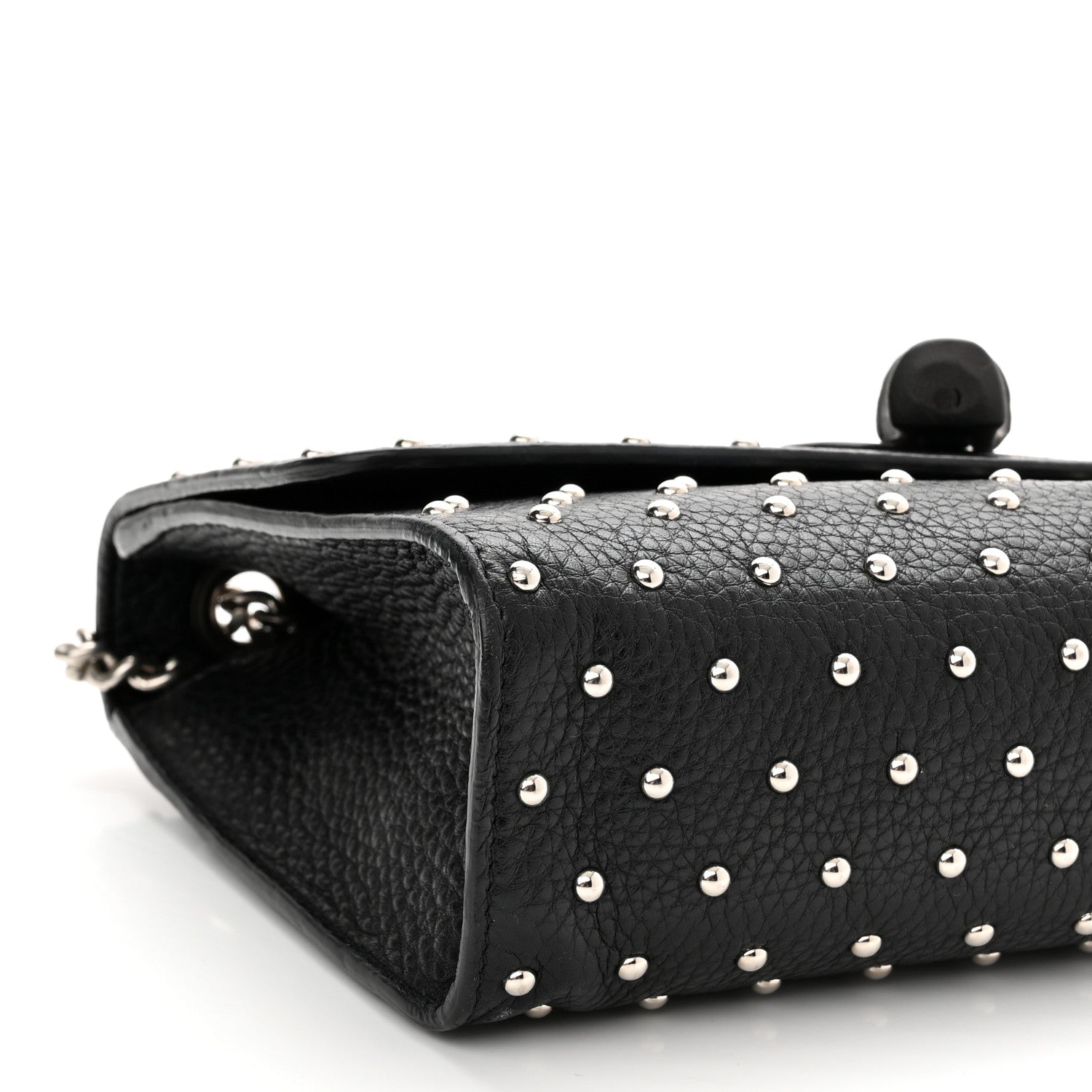 Gucci Calfskin Studded Medium Miss Bamboo Shoulder Bag Black 8 of 9