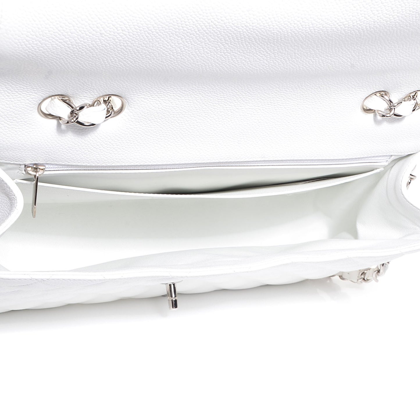 Caviar Quilted Jumbo Single Flap White