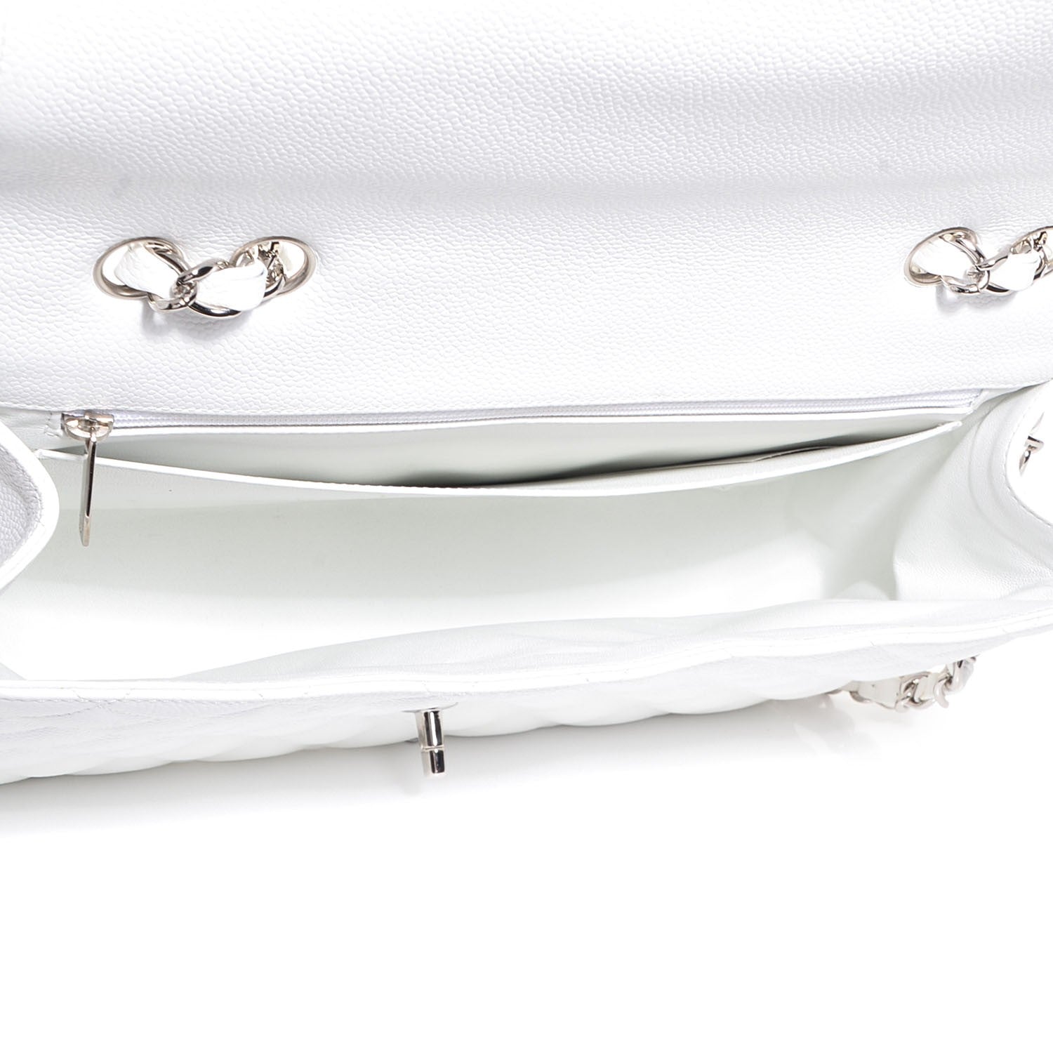 Chanel Caviar Quilted Jumbo Single Flap White 6 of 9