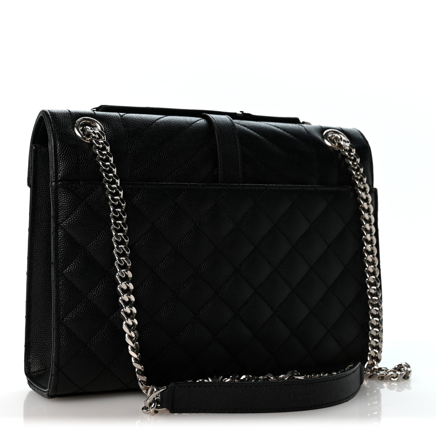 Grain De Poudre Textured Mixed Matelasse Triquilt Medium Monogram Satchel Black
