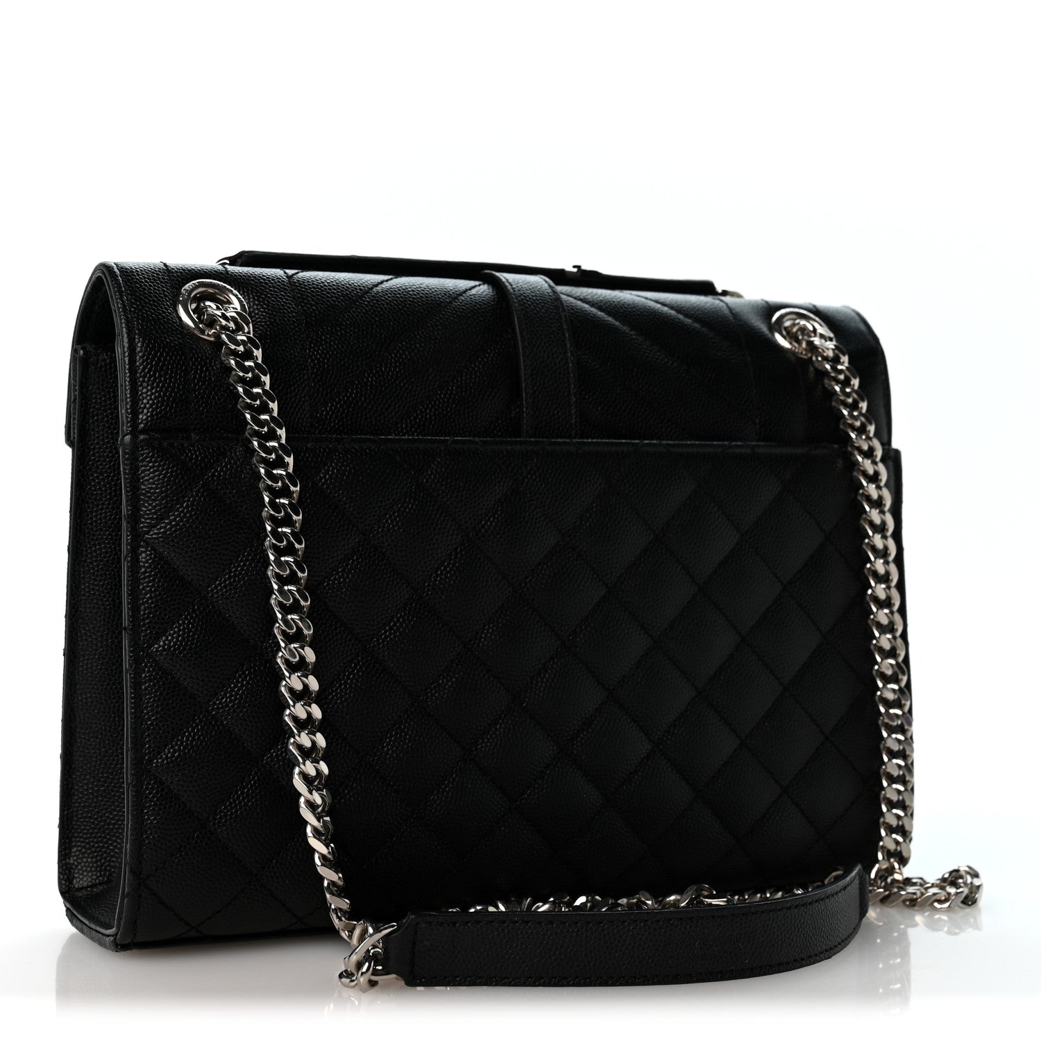 Saint Laurent Grain De Poudre Textured Mixed Matelasse Triquilt Medium Monogram Satchel Black 3 of 13