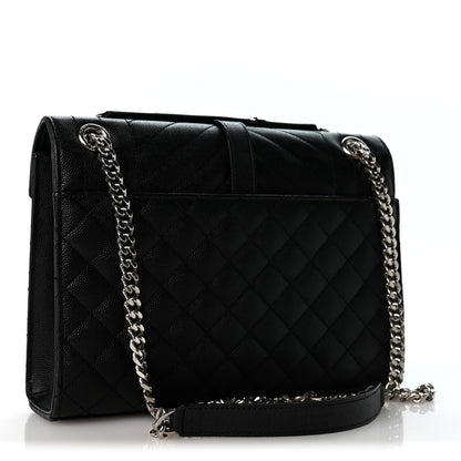 Saint Laurent Grain De Poudre Textured Mixed Matelasse Triquilt Medium Monogram Satchel Black 3 of 13