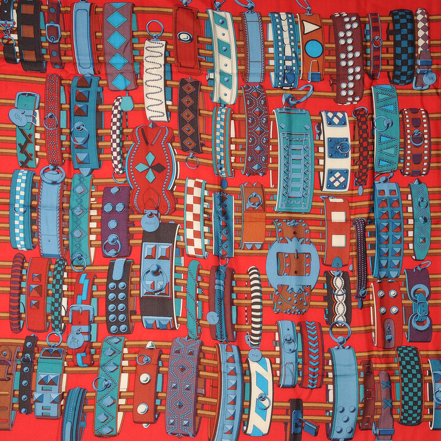 Cashmere Silk Colliers de Chiens Shawl 140 Rouge Petrole Canard