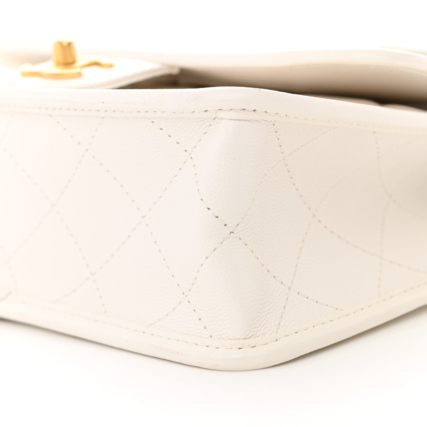 Caviar Quilted School Memory Small Top Handle Flap White