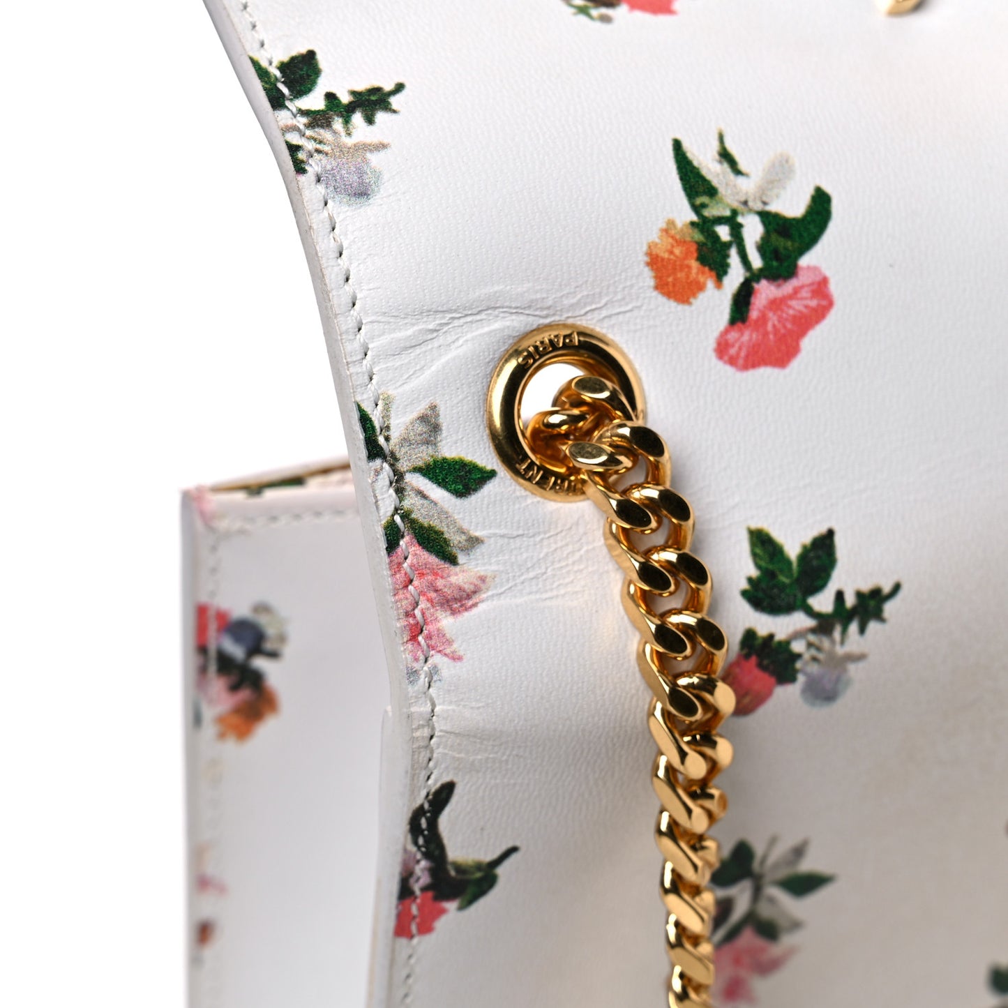Calfskin Prairie Flower Printed Small Classic Monogram Kate Satchel White