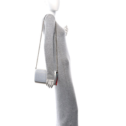 Christian Louboutin Metallic Calfskin Spikes Paloma Clutch Snow Silver 2 of 9