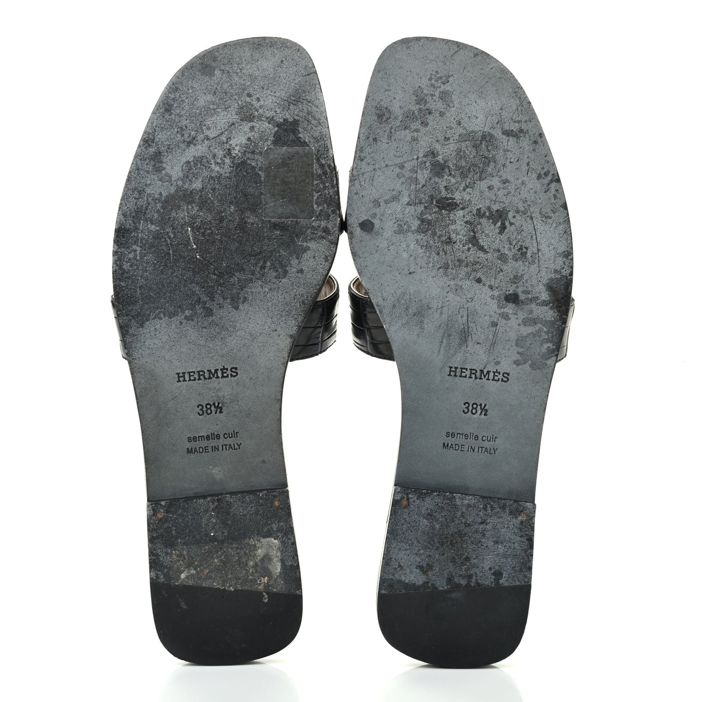 Shiny Alligator Oran Sandals 38.5 Black