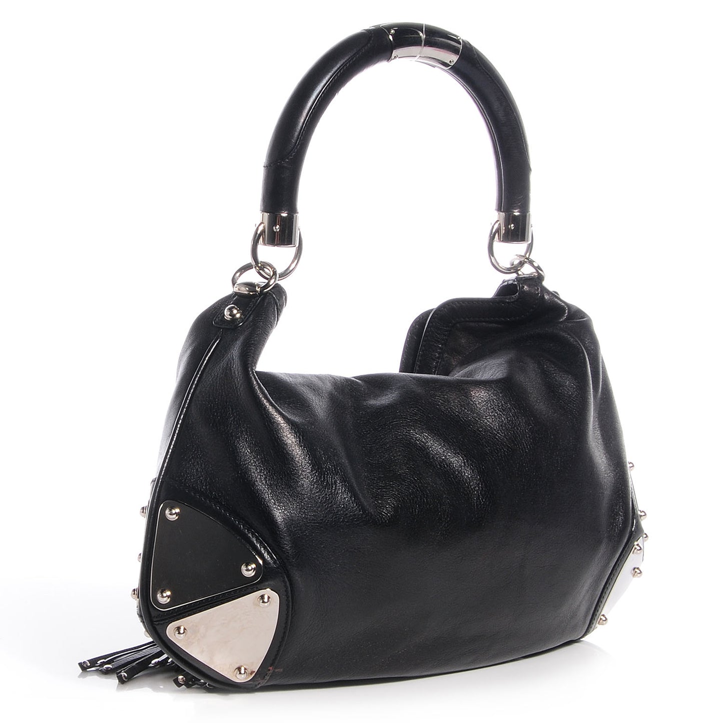 Calfskin Medium Indy Top Handle Hobo Black