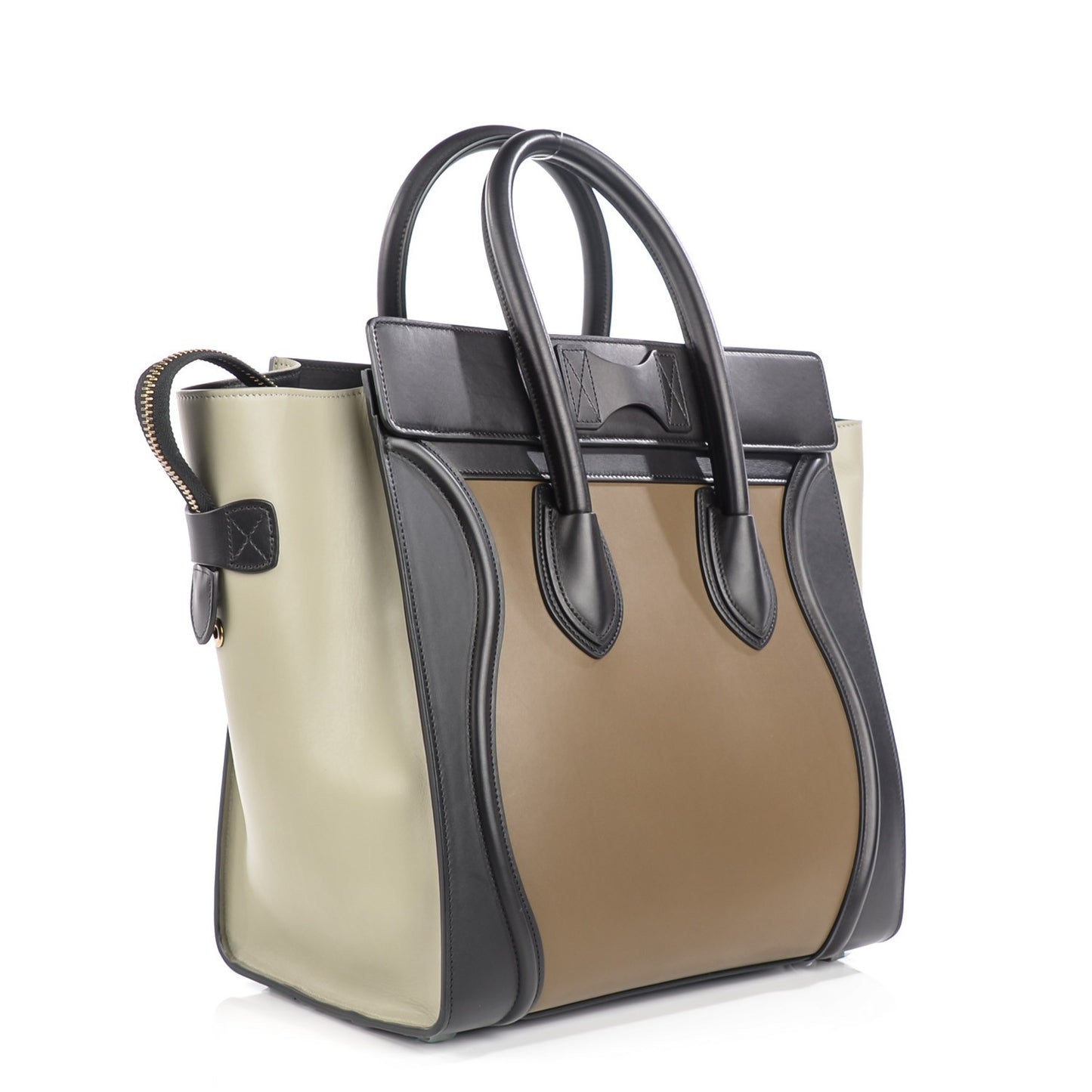 Satin Calfskin Mini Tri-Color Luggage Beige
