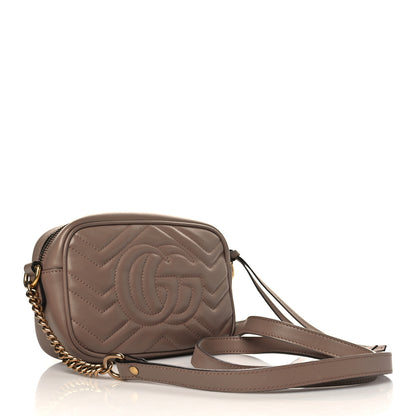 Gucci Calfskin Matelasse Mini GG Marmont Chain Shoulder Bag Porcelain Rose 3 of 7