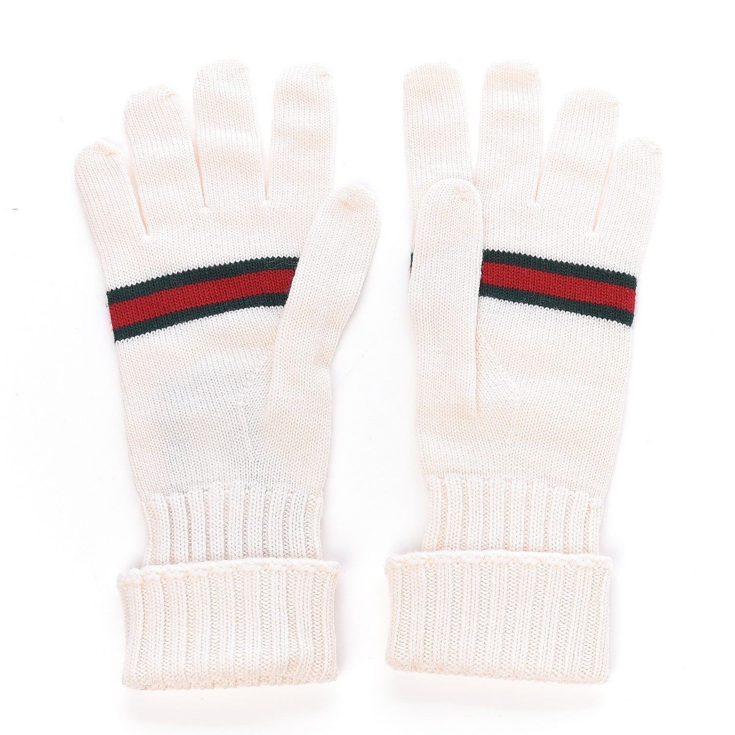 Gucci Wool Web Gloves Large White 1 of 3