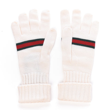 Gucci Wool Web Gloves Large White 1 of 3