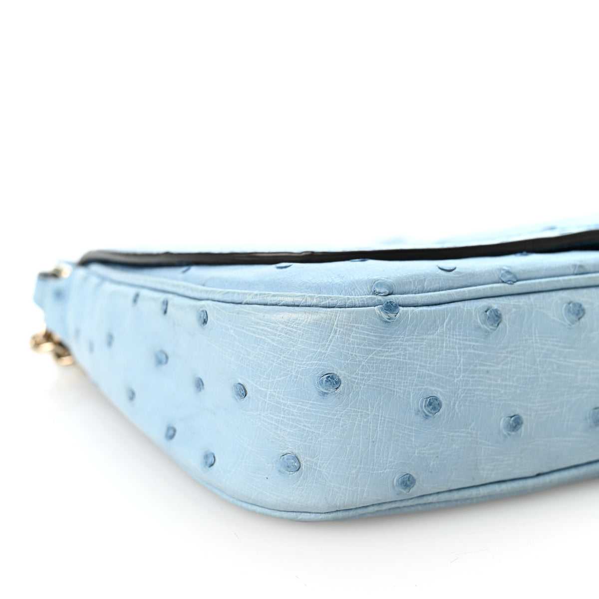 Ostrich Medium Soho Flap Crossbody Blue