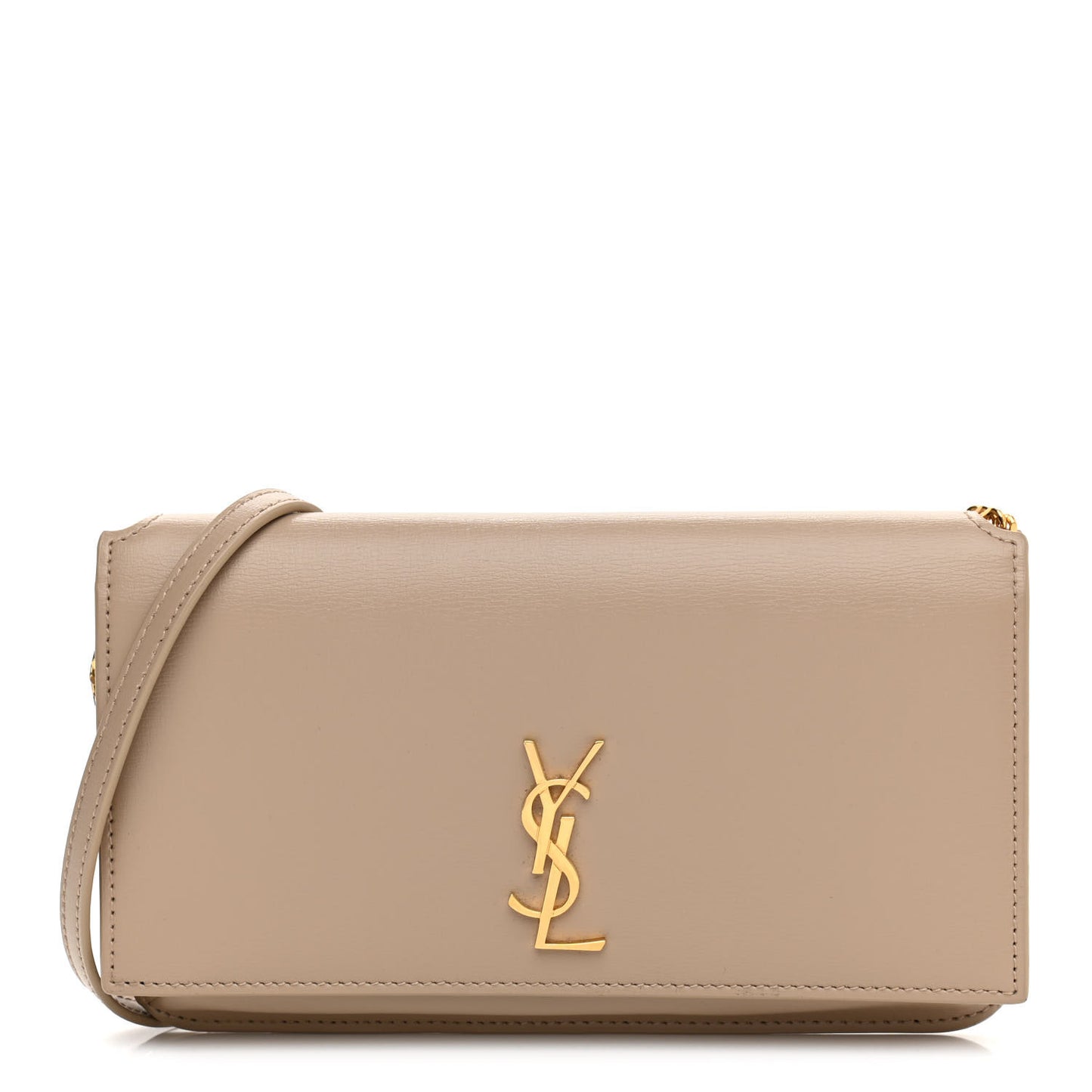 Smooth Calfskin Monogram Phone Holder Crossbody Dark Beige