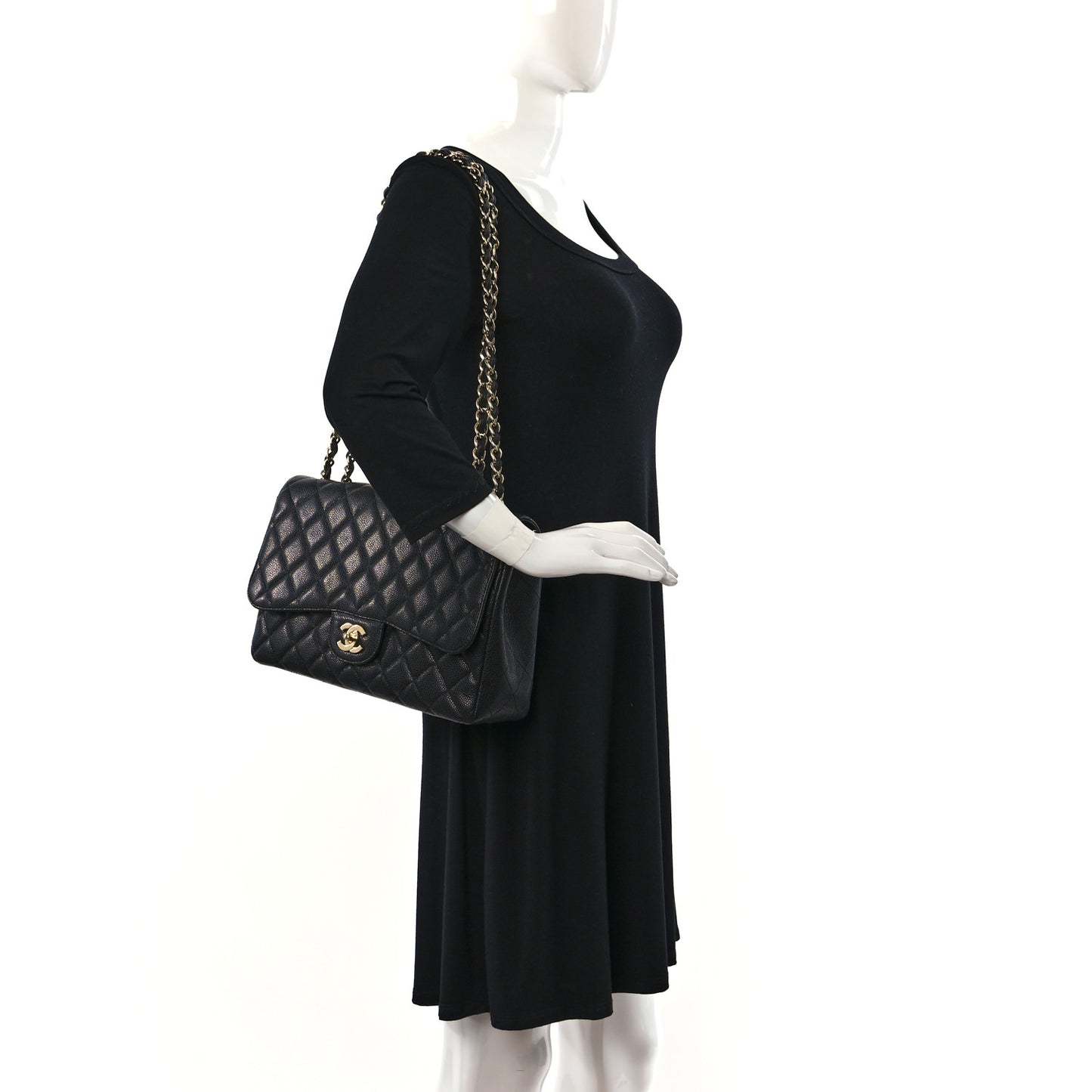Caviar Quilted Jumbo Single Flap Black