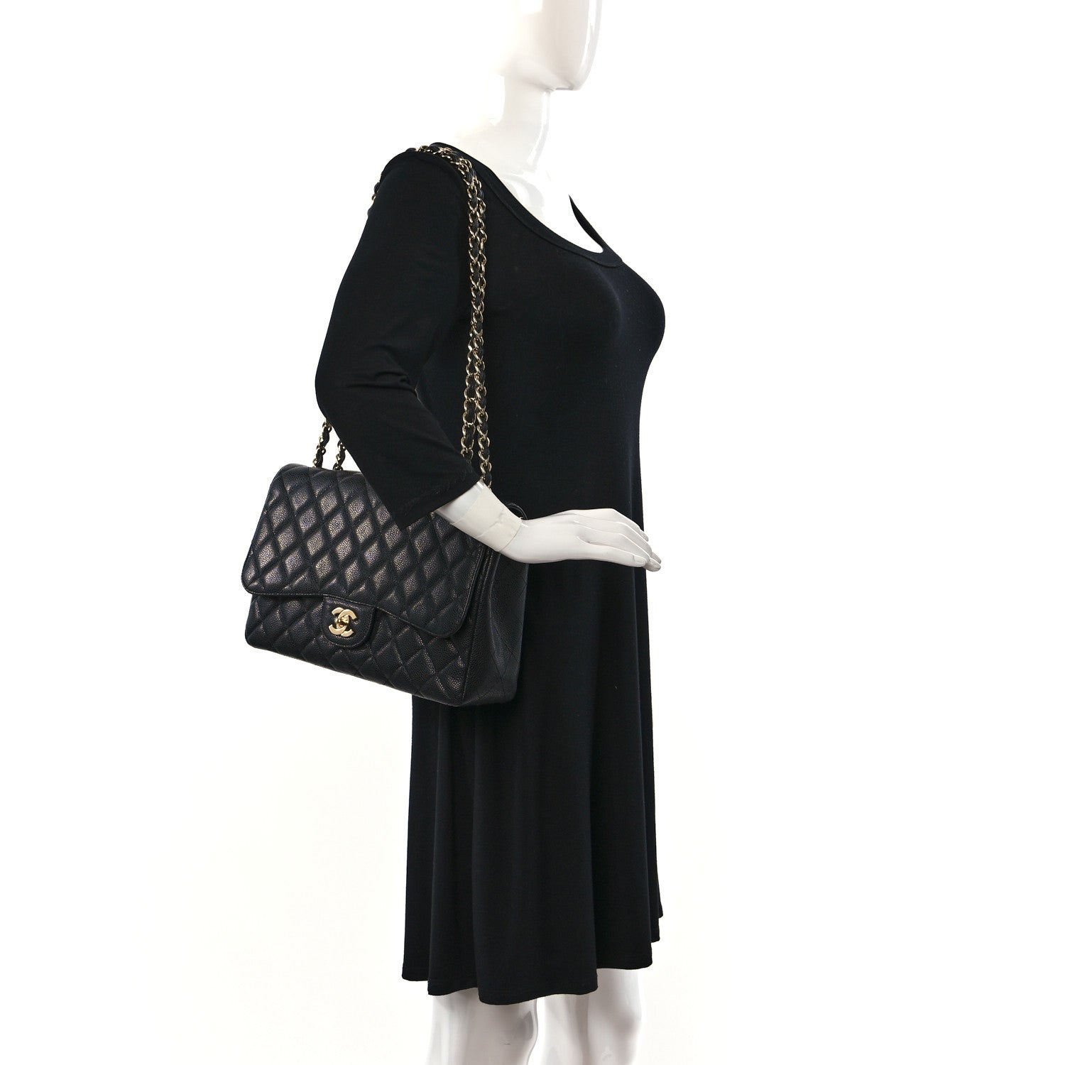 Chanel Caviar Quilted Jumbo Single Flap Black 2 of 11