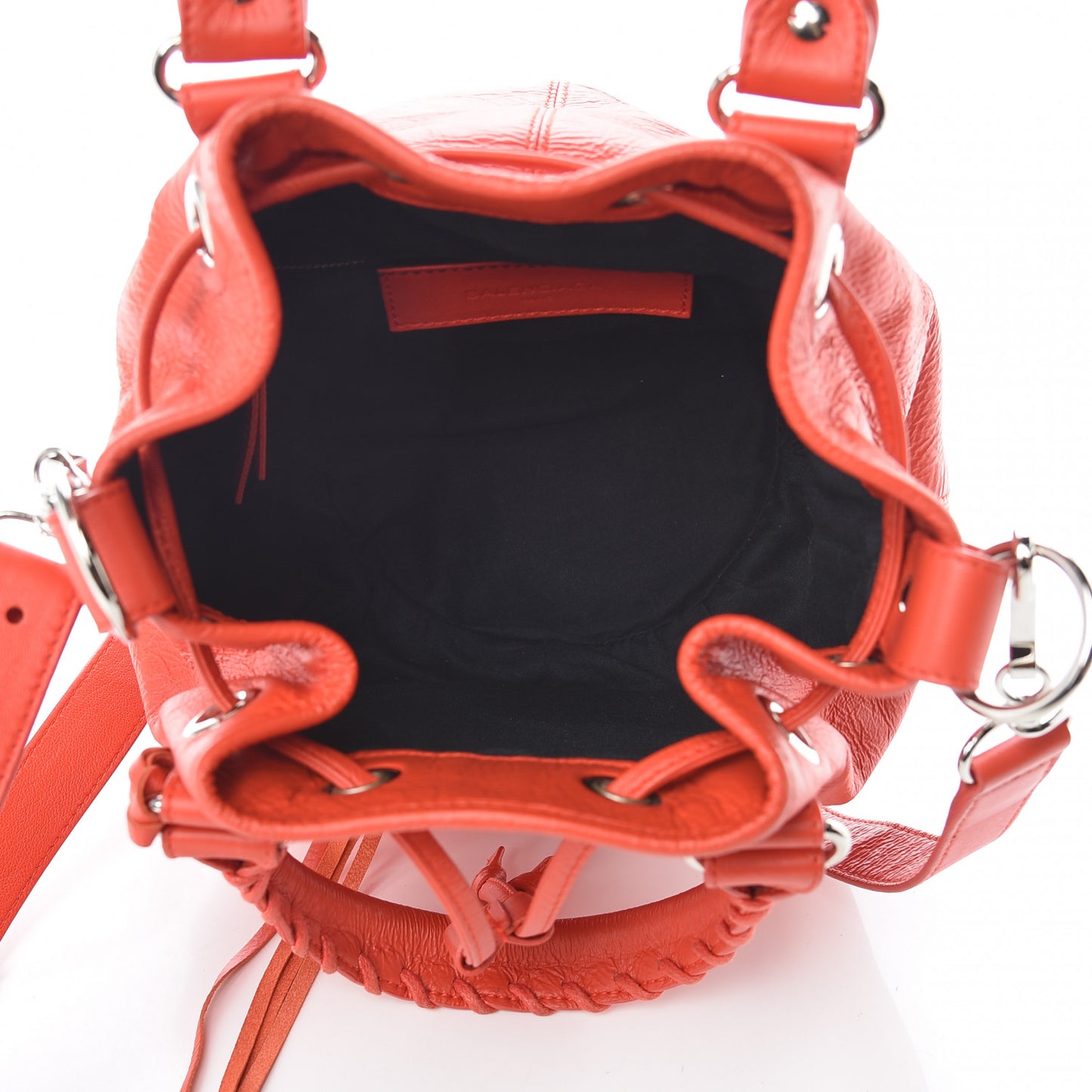 Matte Goatskin Rubber Covered Classic Hardware Mini Pompon Rouge Coquelicot Rouge Braise