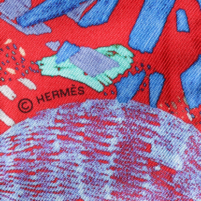 Hermes Silk Chacun Fait Son Nid Twilly Rouge Bleu Violet 3 of 4