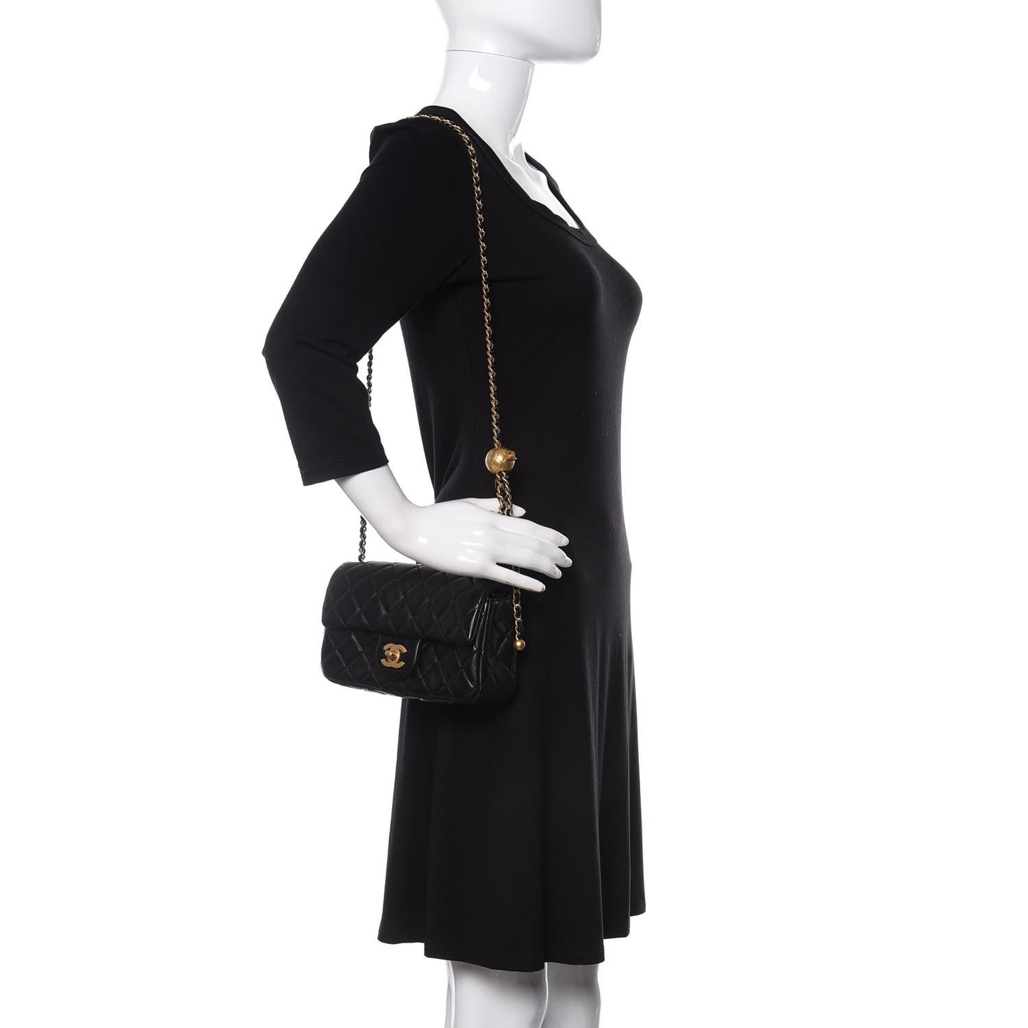 Lambskin Quilted Mini Rectangular Pearl Crush Flap Black