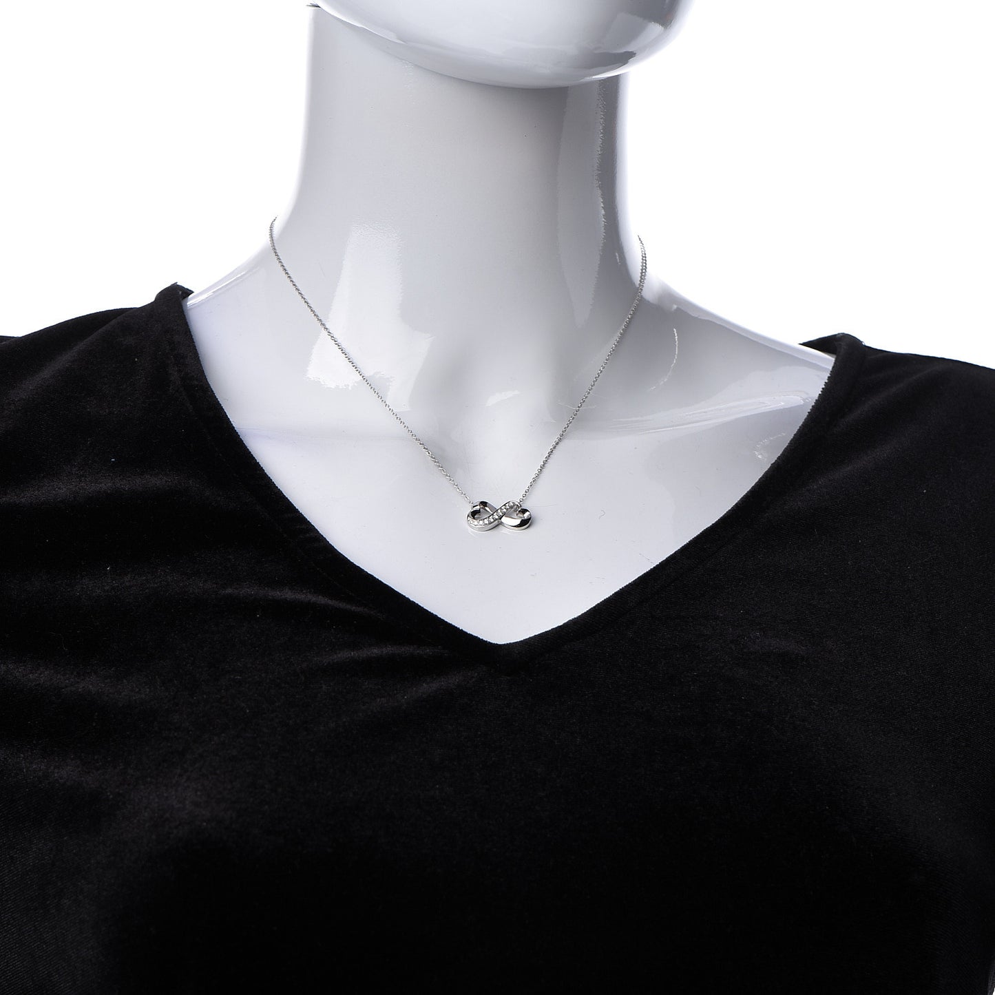 18K White Gold Diamond Paloma Picasso Double Loving Heart Necklace