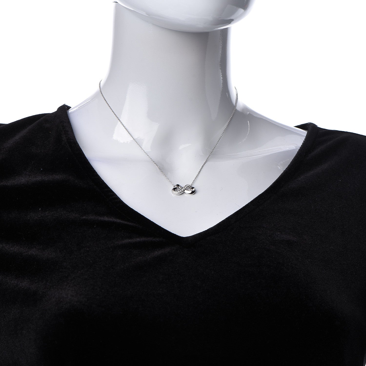 Tiffany 18K White Gold Diamond Paloma Picasso Double Loving Heart Necklace 2 of 7