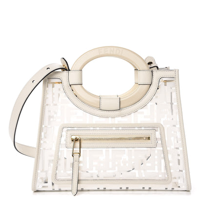 Fendi TPU FF Vitello Century Plexiglass Small Runaway Shopper Tote White 1 of 10