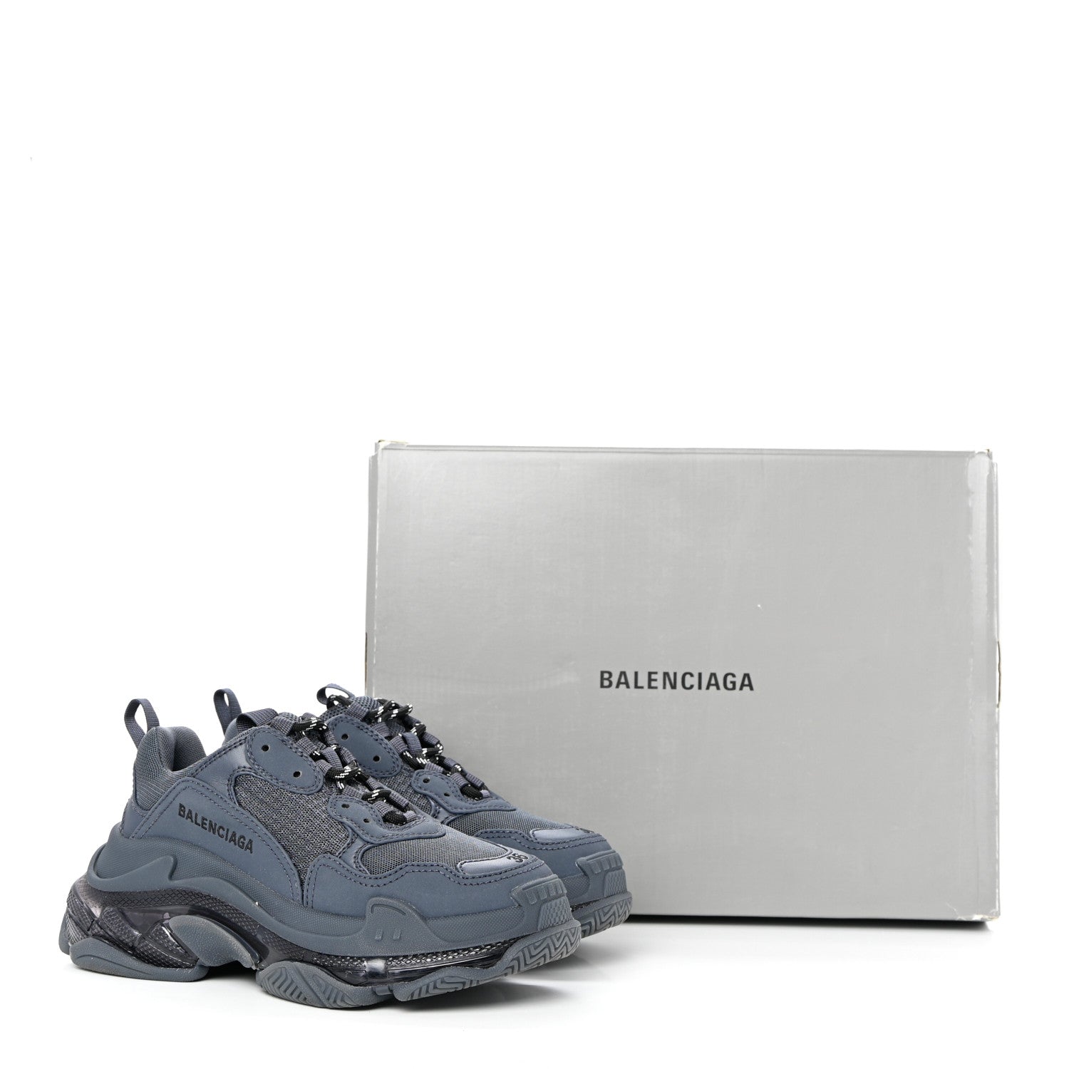 Balenciaga Fabric Mesh Clear Sole Womens Triple S Sneakers 36 Ombre Blue 8 of 8