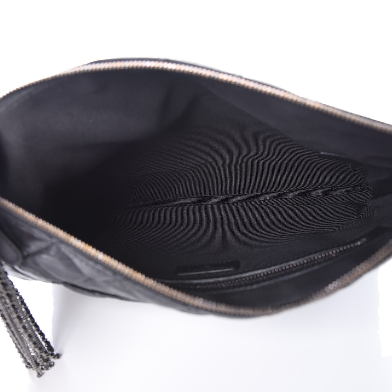 Chanel Aged Calfskin Quilted Medium Tassel Cosmetic Case Grey 5 of 9