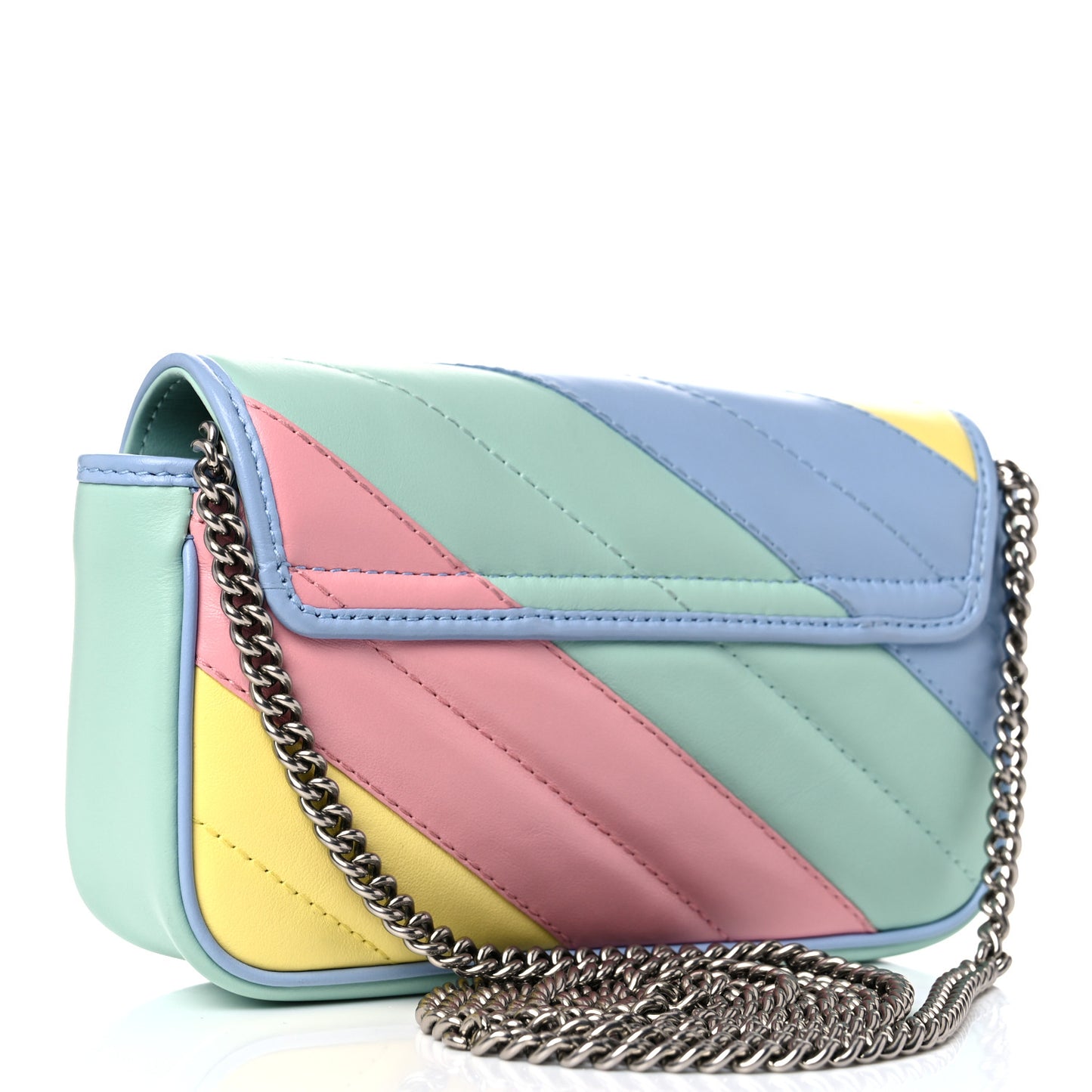 Calfskin Matelasse Diagonal Super Mini GG Marmont Shoulder Bag Multicolor Pastel