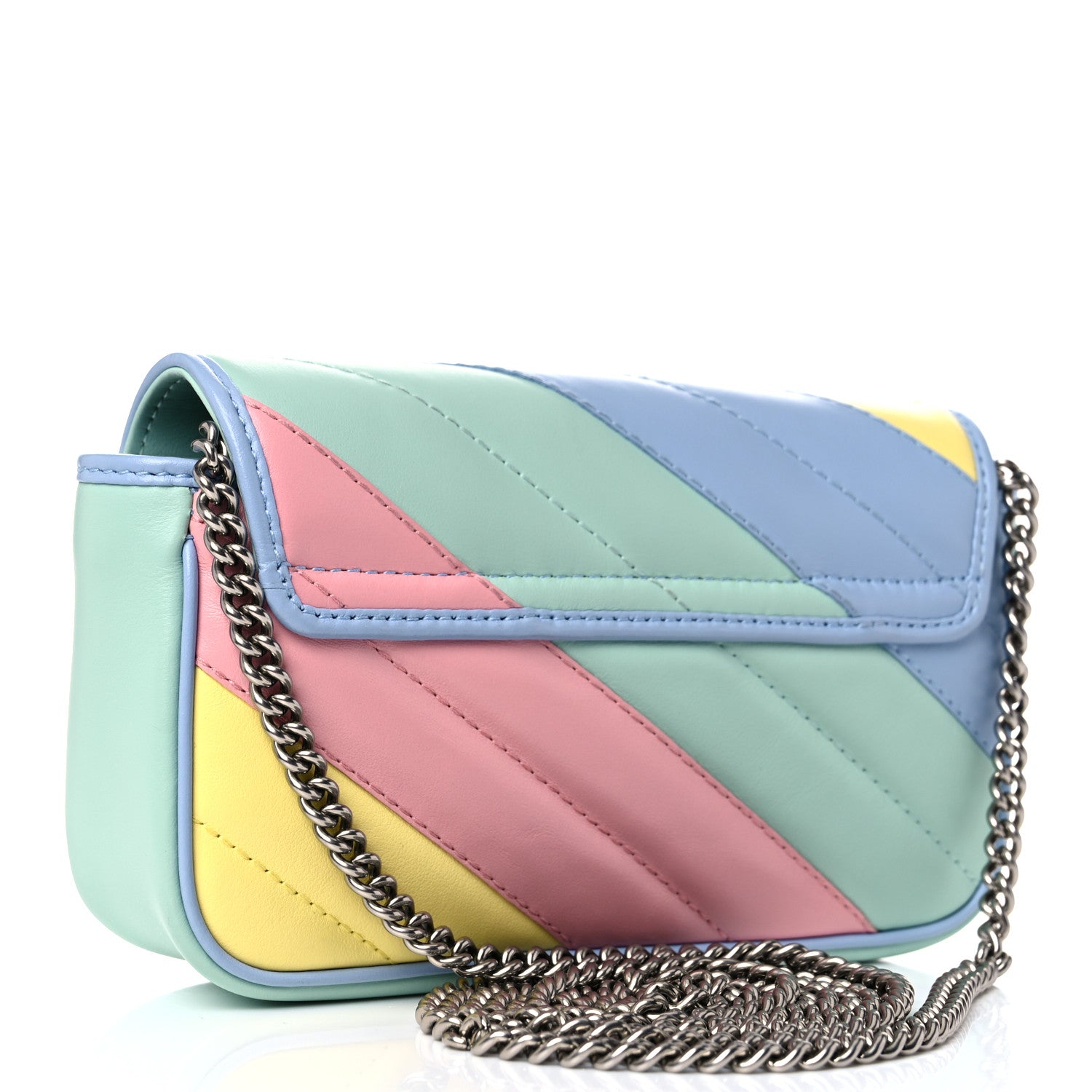 Gucci Calfskin Matelasse Diagonal Super Mini GG Marmont Shoulder Bag Multicolor Pastel 3 of 10