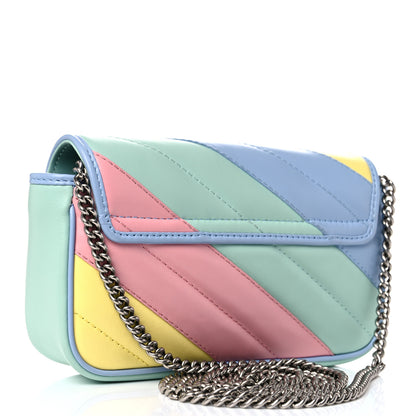Gucci Calfskin Matelasse Diagonal Super Mini GG Marmont Shoulder Bag Multicolor Pastel 3 of 10