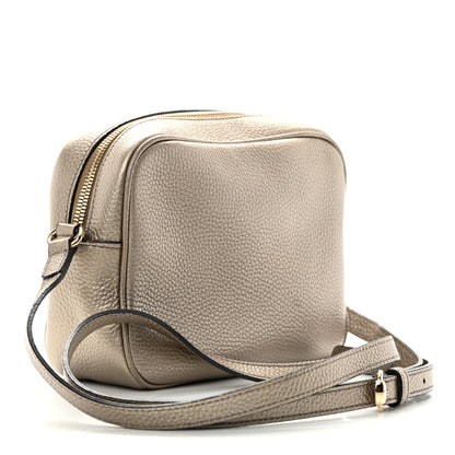 Gucci Metallic Pebbled Calfskin Small Soho Disco Bag Golden Beige 3 of 10