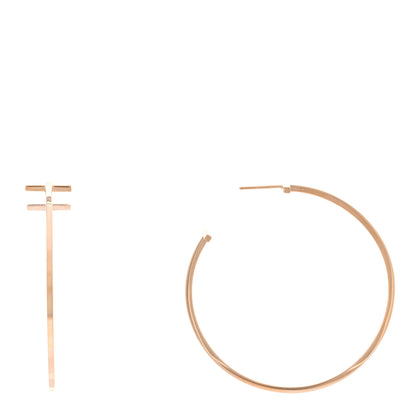 Tiffany 18K Rose Gold Extra Large T Wire Hoop Earrings 1 of 3