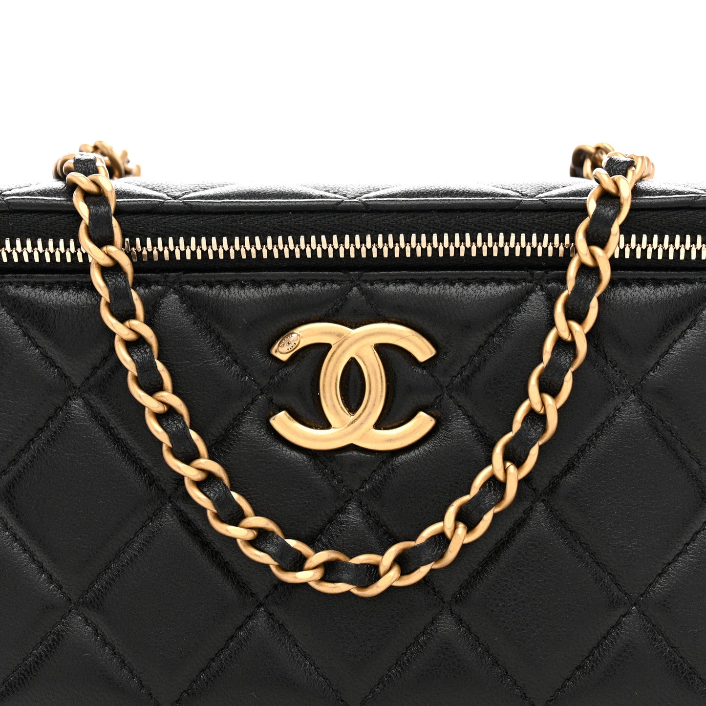 Lambskin Quilted Small CC Vanity Case Black
