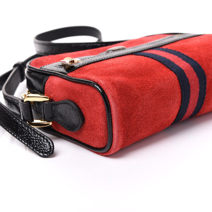 Gucci Suede Patent Web Mini Ophidia Shoulder Bag Red 5 of 9